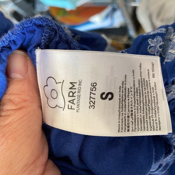 Farm Rio Blue Floral Embroidered Women's Top Size S Boho Peasant Colorful AS IS - Picture 11 of 13